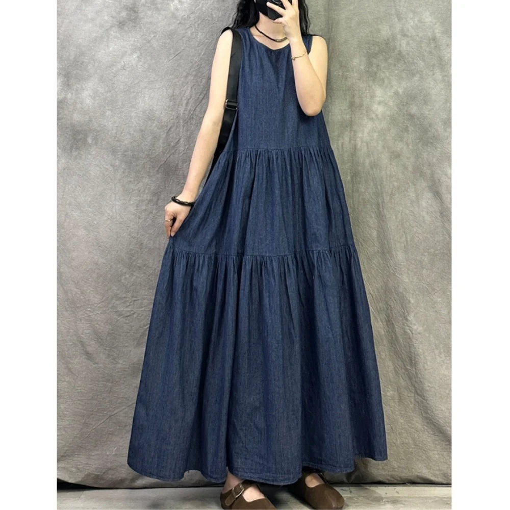 Denim Sleeveless Dress For Women 2026 Summer Thin Style New Model Beautiful Long Dress Blue Plus Size Elegant XY1
Denim Sleeveless Dress For Women 2026 Summer Thin Style New Model Beautiful Long Dress Blue Plus Size Elegant XY1