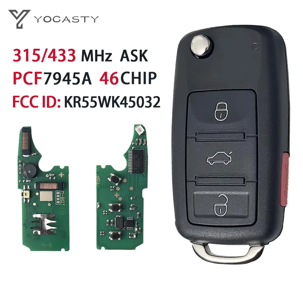 YOCASTY 4 Buttons 433 315 MHz With PCF7945A ID46 Chip Remote Flip Smart Car Key For 2002-2010 VOLKSWAGEN VW Touareg KR55WK45032
YOCASTY 4 Buttons 433 315 MHz With PCF7945A ID46 Chip Remote Flip Smart Car Key For 2002-2010 VOLKSWAGEN VW Touareg KR55WK45032