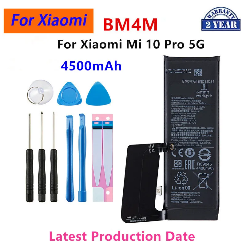 Brand New BM4M 4500mAh Battery For Xiaomi Mi 10 Pro 5G BM4M High Quality Phone Replacement Batteries+Tools
Brand New BM4M 4500mAh Battery For Xiaomi Mi 10 Pro 5G BM4M High Quality Phone Replacement Batteries+Tools