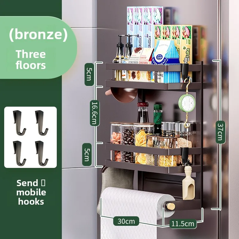 Stable Non-marking installation, no punching, kitchen side storage, plastic wrap hanger, refrigerator rack, towel rack
Stable Non-marking installation, no punching, kitchen side storage, plastic wrap hanger, refrigerator rack, towel rack