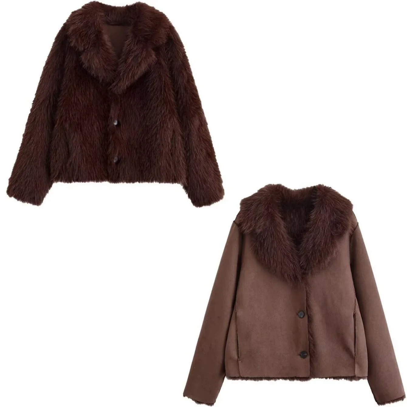 Women Autumn Winter Reversible Faux Fur Short Jacket Female Turn-Down Collar Long Sleeve Warm Coat Lady High Street Outerwear
Women Autumn Winter Reversible Faux Fur Short Jacket Female Turn-Down Collar Long Sleeve Warm Coat Lady High Street Outerwear