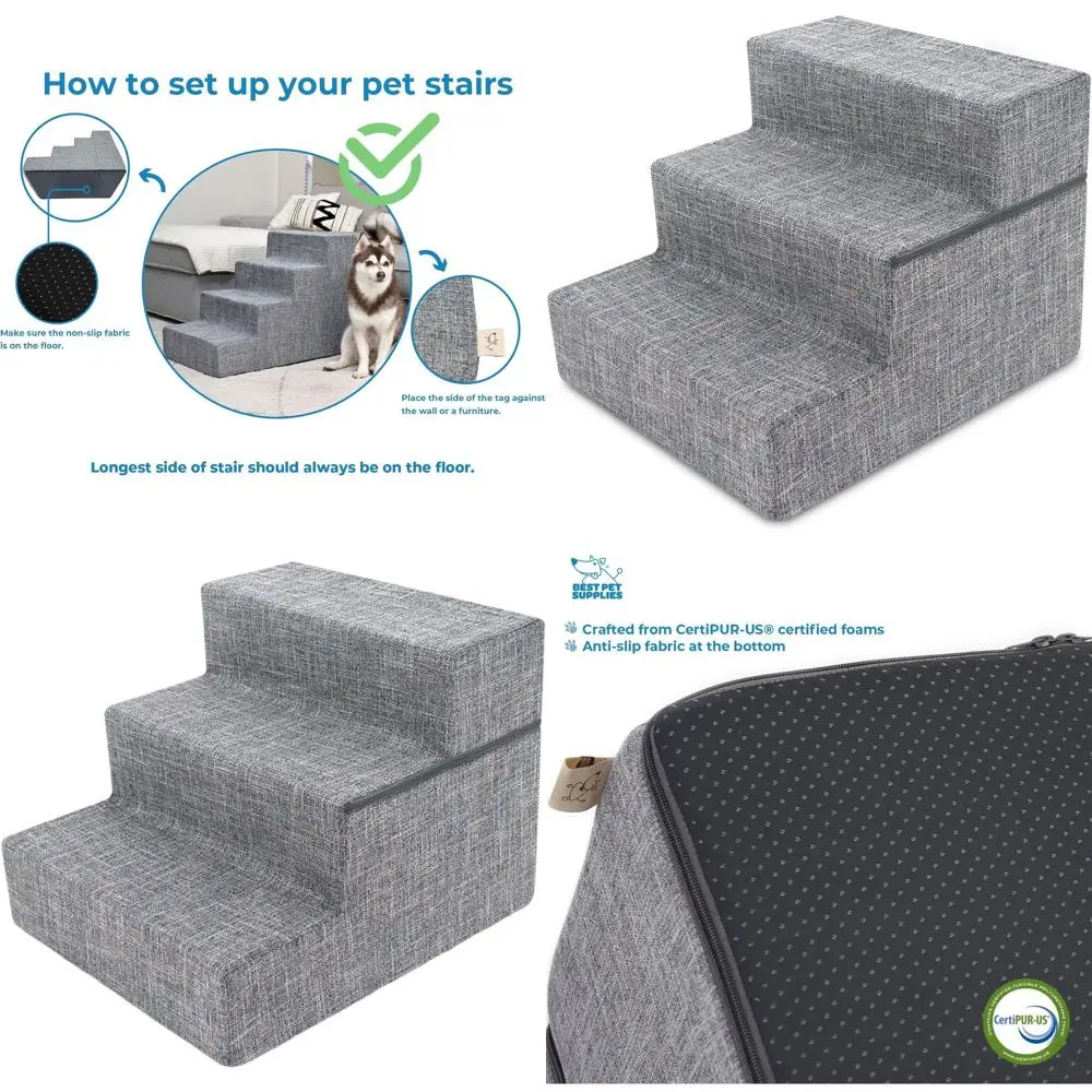 Портативная 3-ступенчатая складная лестница для домашних животных из льняной ткани цвета пепель, безопасная для маленьких питомцев, для подъема на диваны, софы и кровати
Портативная 3-ступенчатая складная лестница для домашних животных из льняной ткани цвета пепель, безопасная для маленьких питомцев, для подъема на диваны, софы и кровати