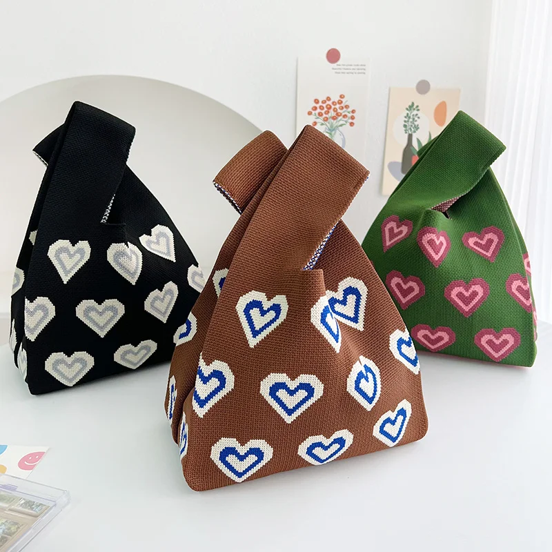 Japanese Style Fashion Heart Shape Pattern Knit Tote Bag Retro Women's Handbag Designer Female Woven Shopper Purse Travel Bag
Japanese Style Fashion Heart Shape Pattern Knit Tote Bag Retro Women's Handbag Designer Female Woven Shopper Purse Travel Bag