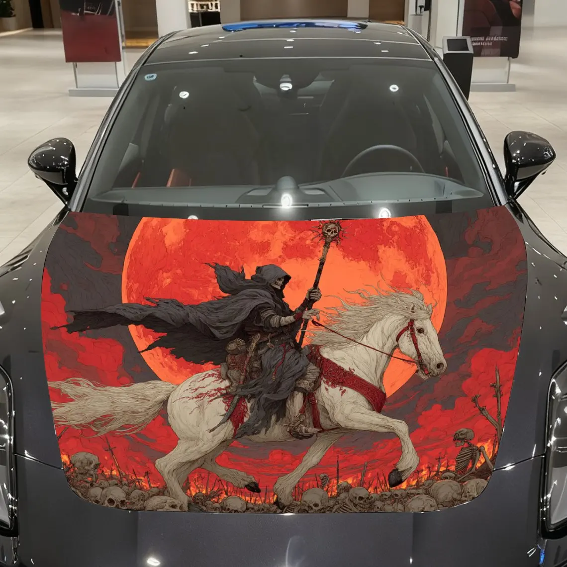 White Horse Death Knight Car Hood Vinyl Wraps, PVC Waterproof Car Bonnet Decals, Self-Adhesive Scratch-Resistant Stickers For En
White Horse Death Knight Car Hood Vinyl Wraps, PVC Waterproof Car Bonnet Decals, Self-Adhesive Scratch-Resistant Stickers For En