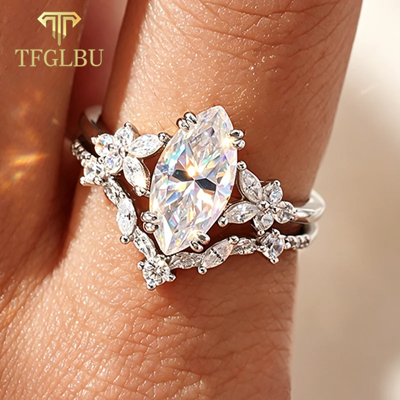 6*12mm Marquise Cut Full Moissanite Ring for Women Lab Diamond S925 Silver Half Eternity Ring Set Wedding Band Fine Jewelry
6*12mm Marquise Cut Full Moissanite Ring for Women Lab Diamond S925 Silver Half Eternity Ring Set Wedding Band Fine Jewelry