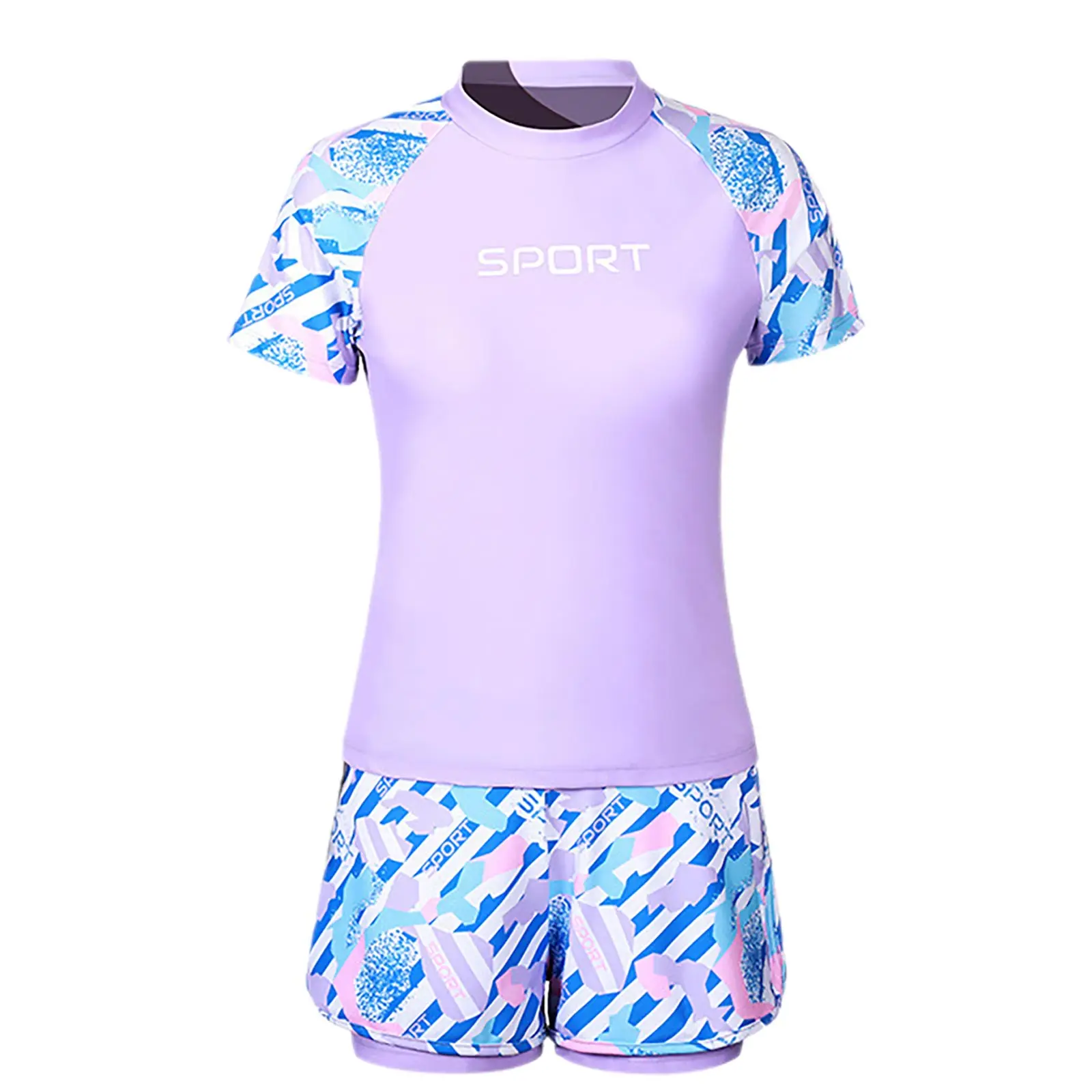 Kids Girls Swimwear Beachwear Outfits Striped Training Swim Sets Bathing Suits Short Sleeve T-shirt with Double-Layer Shorts
Kids Girls Swimwear Beachwear Outfits Striped Training Swim Sets Bathing Suits Short Sleeve T-shirt with Double-Layer Shorts