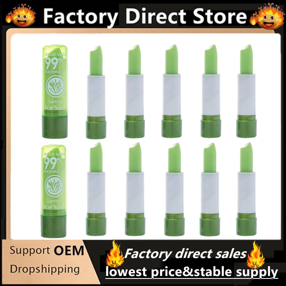 10Pcs Moisturizing Aloe Vera Color-Changing Lipstick Temperature-Activated Lip Balm Nourishing Anti-Drying Exfoliating Lip Care
10Pcs Moisturizing Aloe Vera Color-Changing Lipstick Temperature-Activated Lip Balm Nourishing Anti-Drying Exfoliating Lip Care