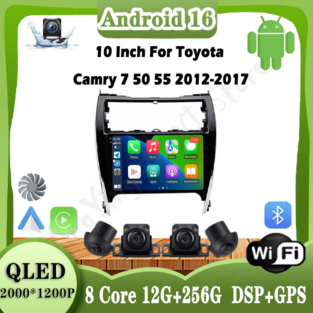 10 Inch For Toyota Camry 7 50 55 2012-2017 Android 16 Car Navigation GPS Auto 4G+Wifi Radio Video Multimedia player Stereo
10 Inch For Toyota Camry 7 50 55 2012-2017 Android 16 Car Navigation GPS Auto 4G+Wifi Radio Video Multimedia player Stereo
