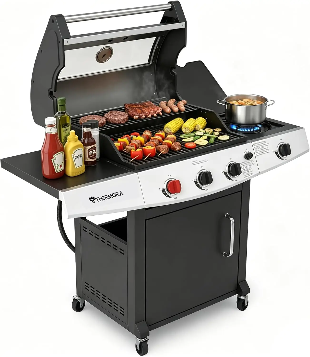 Propane Gas Outdoor Grill 50000 BTU, 553 Sq.in, Side Burner, Porcelain-Enameled Grates, Stainless Steel Propane Grill Outdoor Co
Propane Gas Outdoor Grill 50000 BTU, 553 Sq.in, Side Burner, Porcelain-Enameled Grates, Stainless Steel Propane Grill Outdoor Co