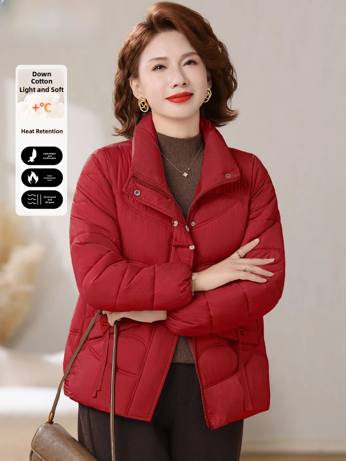 Thiened down Cotton Jaet Women's Warm Faionable Autumn Winter Coat for 50 Years Old Mom Winter Outerwear Coat
Thiened down Cotton Jaet Women's Warm Faionable Autumn Winter Coat for 50 Years Old Mom Winter Outerwear Coat