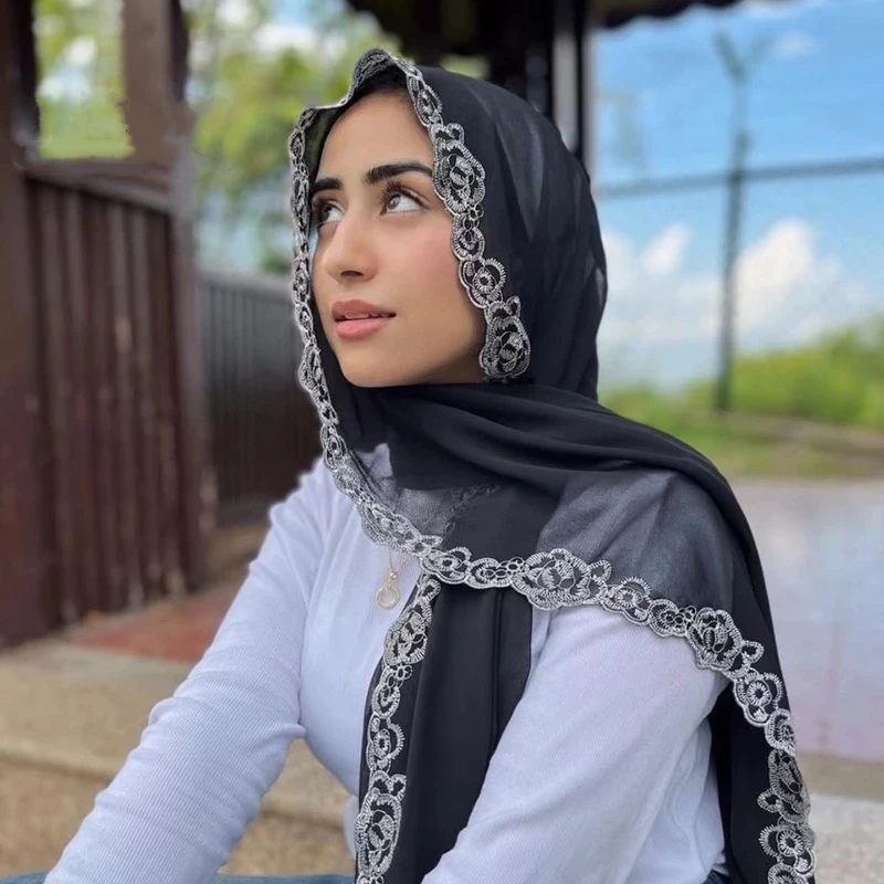 Plain Lace Scarf Bubble Chiffon Hijabs for Women Solid Color Embroidered Scarfs Chiffon Muslim Woman Veil Eid Abaya Woman Turban
Plain Lace Scarf Bubble Chiffon Hijabs for Women Solid Color Embroidered Scarfs Chiffon Muslim Woman Veil Eid Abaya Woman Turban