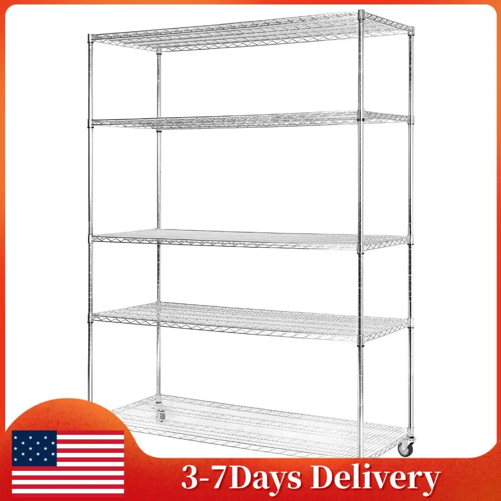 5 Tier 7500lbs Capacity Rolling Storage Shelf 1518x609x2000mm Storage Racks and Shelving for Warehouses Closets Kitchen School
5 Tier 7500lbs Capacity Rolling Storage Shelf 1518x609x2000mm Storage Racks and Shelving for Warehouses Closets Kitchen School