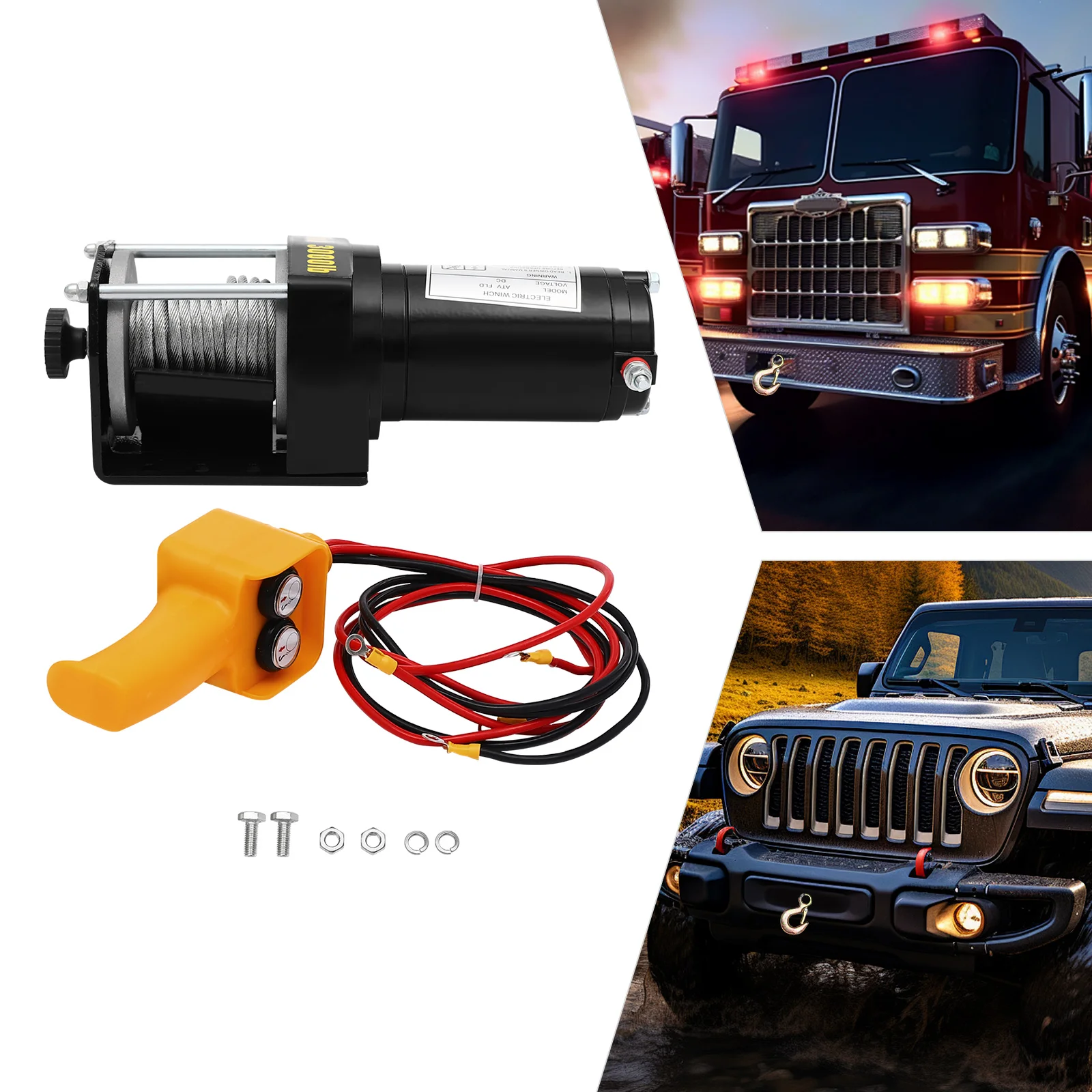 12V Electric Winch Kit with 3000lbs Capacity, 19.69ft Steel Wire, Pure Copper Motor, Waterproof
12V Electric Winch Kit with 3000lbs Capacity, 19.69ft Steel Wire, Pure Copper Motor, Waterproof