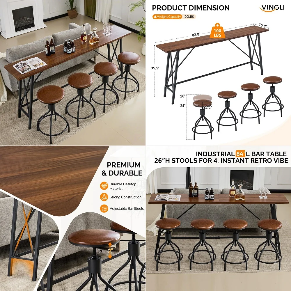 Table Solid Wood Narrow Counter Height Table, Rectangular High Top Tables, Minimalist Design Pub Tables with Sturdy Metal Frame
Table Solid Wood Narrow Counter Height Table, Rectangular High Top Tables, Minimalist Design Pub Tables with Sturdy Metal Frame