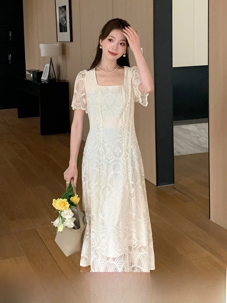 Летнее платье больших размеров с квадратным вырезом, приталенное, средней длины, из полиэстера, для повседневной носки, с коротким рукавом
Летнее платье больших размеров с квадратным вырезом, приталенное, средней длины, из полиэстера, для повседневной носки, с коротким рукавом