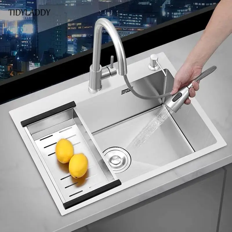 Stainless Steel Kitchen Sink Farm House Above Counter Undermounter Single Bowel Wash Basin with Faucet Drain Kitchen Accessories
Stainless Steel Kitchen Sink Farm House Above Counter Undermounter Single Bowel Wash Basin with Faucet Drain Kitchen Accessories