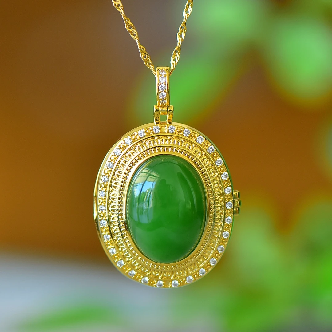 Natural Green Jade Necklace Women Fine Jewelry Genuine Chinese Nephrite Hetian Jade Luxury Zircon Pendant Openable Necklace
Natural Green Jade Necklace Women Fine Jewelry Genuine Chinese Nephrite Hetian Jade Luxury Zircon Pendant Openable Necklace
