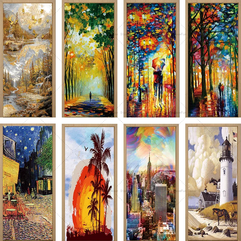 3D Watercolor Door Sticker Vinyl Peel and Stick Color Oil Painting Forest Town Sticker Room Door Mural Home Decoration Wallpaper
3D Watercolor Door Sticker Vinyl Peel and Stick Color Oil Painting Forest Town Sticker Room Door Mural Home Decoration Wallpaper