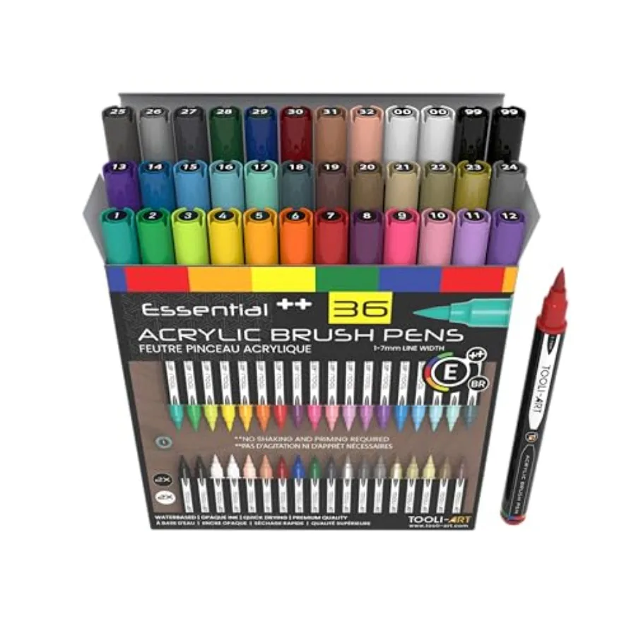36 Flexible Brush Tip Acrylic Paint Pens Markers Set 1-7mm Line for Rock Painting, Glass, Mugs, Wood, Metal, Canvas, Plastic. N
36 Flexible Brush Tip Acrylic Paint Pens Markers Set 1-7mm Line for Rock Painting, Glass, Mugs, Wood, Metal, Canvas, Plastic. N