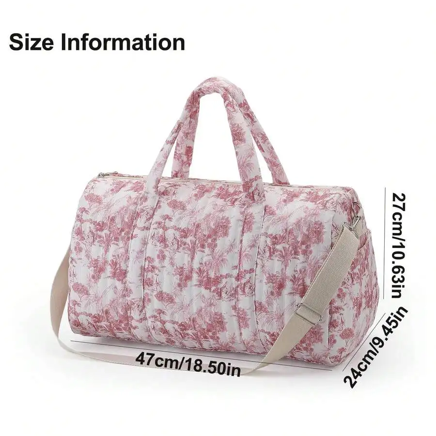 Quilted High Capacity Travel Tote Bag With Detachable Shoulder Strap For Weekend Trip
Quilted High Capacity Travel Tote Bag With Detachable Shoulder Strap For Weekend Trip