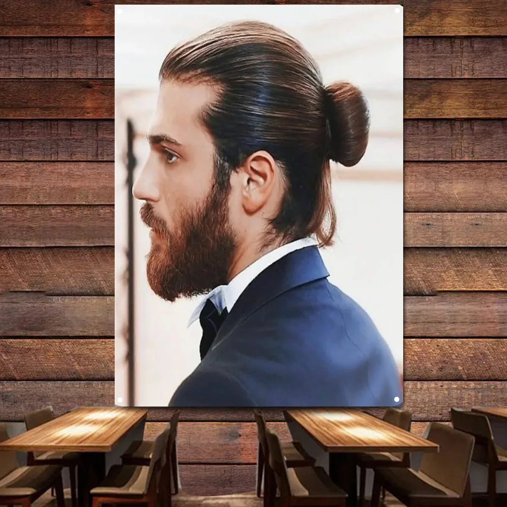 Man's Bun Hairstyle Posters & Print Wall Hanging Flag Polyester Digital Printing Hairstyling Barber Shop Wall Decor Art Tapestry
Man's Bun Hairstyle Posters & Print Wall Hanging Flag Polyester Digital Printing Hairstyling Barber Shop Wall Decor Art Tapestry