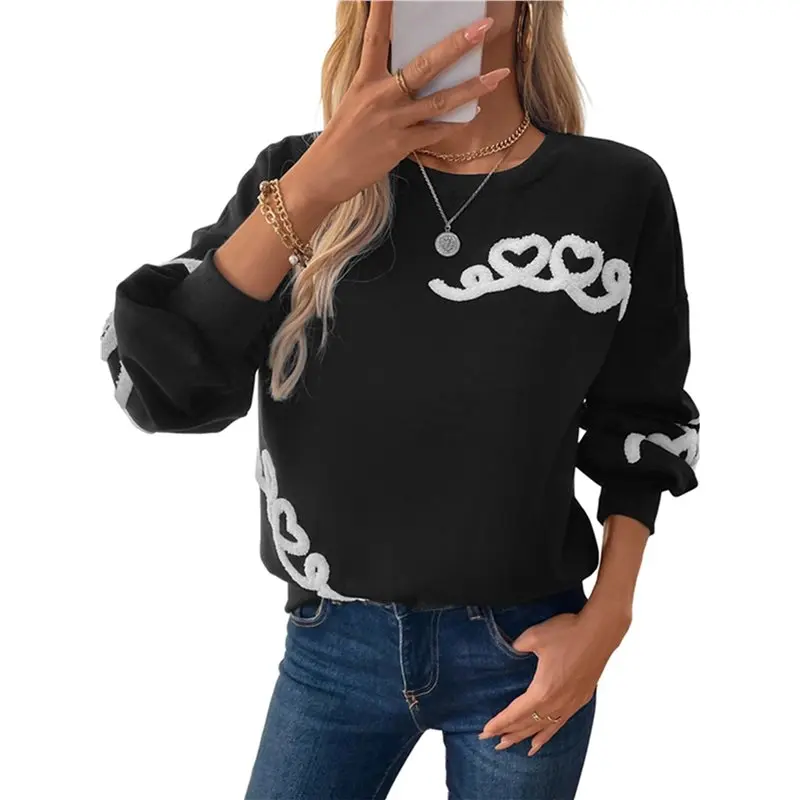 CYL-Women's Casual Sweet Long-Sleeved Round Neck Top With Heart Pattern, Warm Fleece Lined Sweatshirt Black L
CYL-Women's Casual Sweet Long-Sleeved Round Neck Top With Heart Pattern, Warm Fleece Lined Sweatshirt Black L