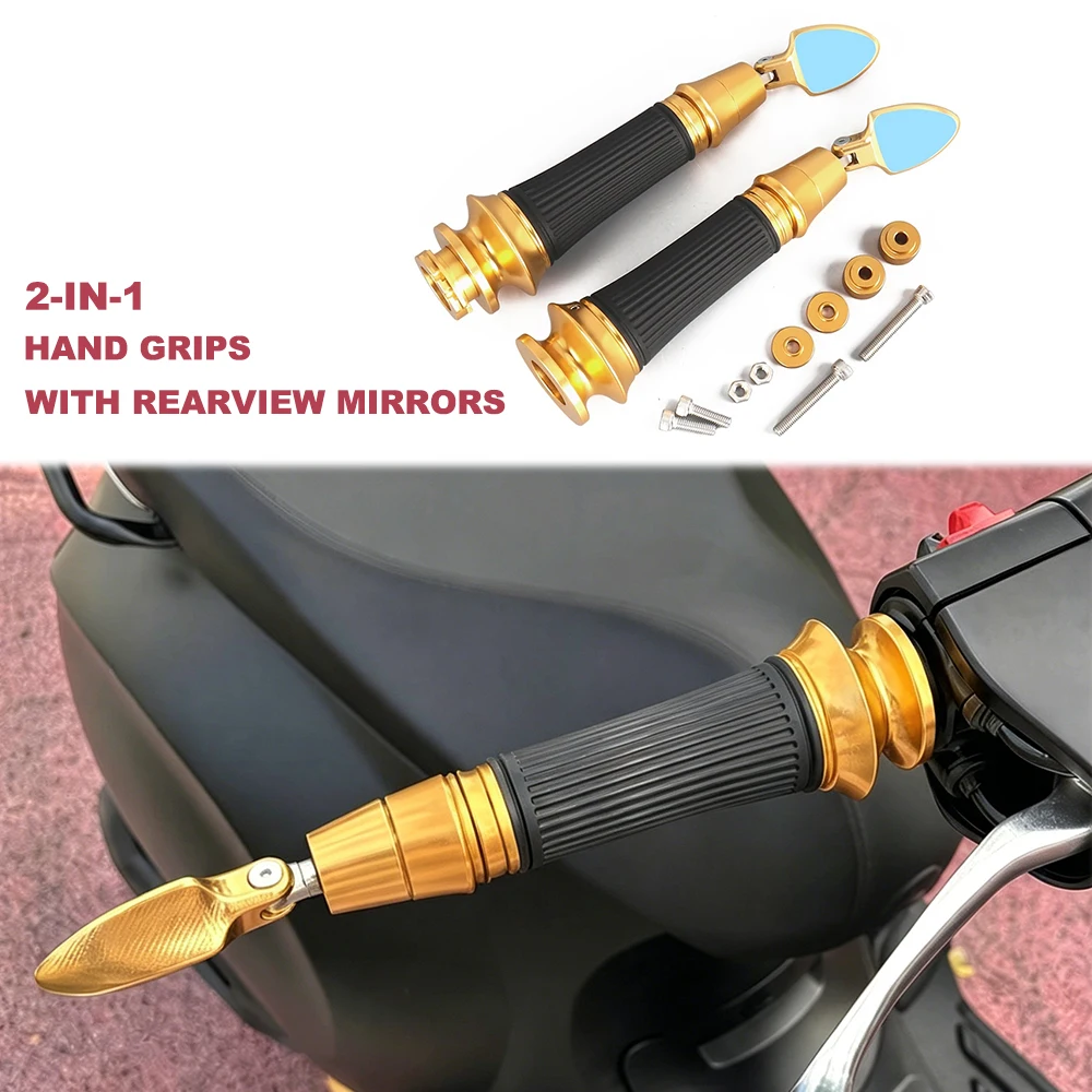 Motorcycle Handlebar Grips with Bar End Mirrors Handlebars For Vespa Primavera Sprint GTS GTV Rearview Mirror Grips Accessories
Motorcycle Handlebar Grips with Bar End Mirrors Handlebars For Vespa Primavera Sprint GTS GTV Rearview Mirror Grips Accessories
