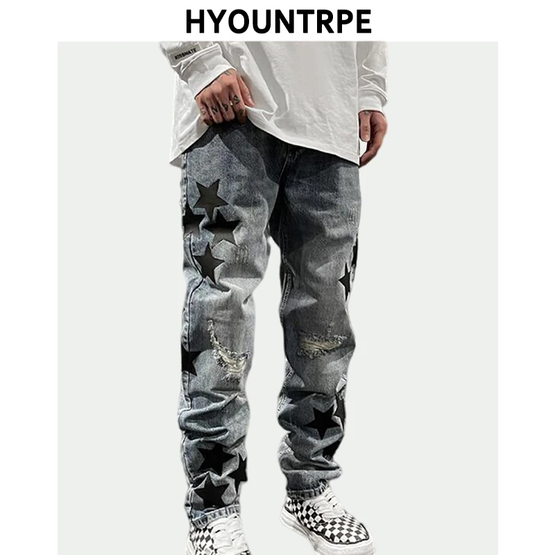 Fashion Ripped Destroied Jeans Trousers Distressed Biker Jeans with Stars High-street Slim Pants Joggers Denim Jeans for Men
Fashion Ripped Destroied Jeans Trousers Distressed Biker Jeans with Stars High-street Slim Pants Joggers Denim Jeans for Men