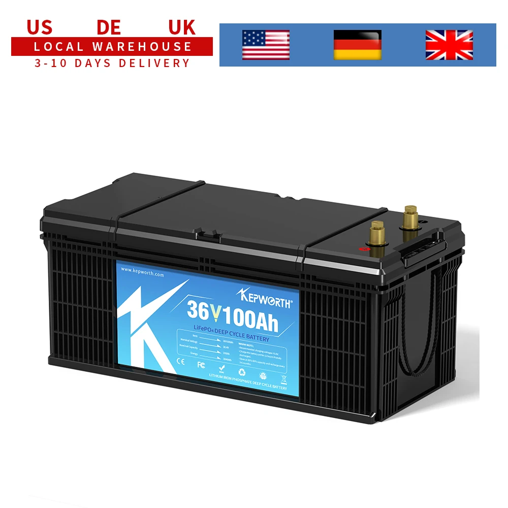 KEPWORTH 36V 100Ah LiFepo4 Battery with 200A Bluetooth Smart BMS Perfect for Boat, Trolling Motor, Golf Carts, Lawn Mower
KEPWORTH 36V 100Ah LiFepo4 Battery with 200A Bluetooth Smart BMS Perfect for Boat, Trolling Motor, Golf Carts, Lawn Mower