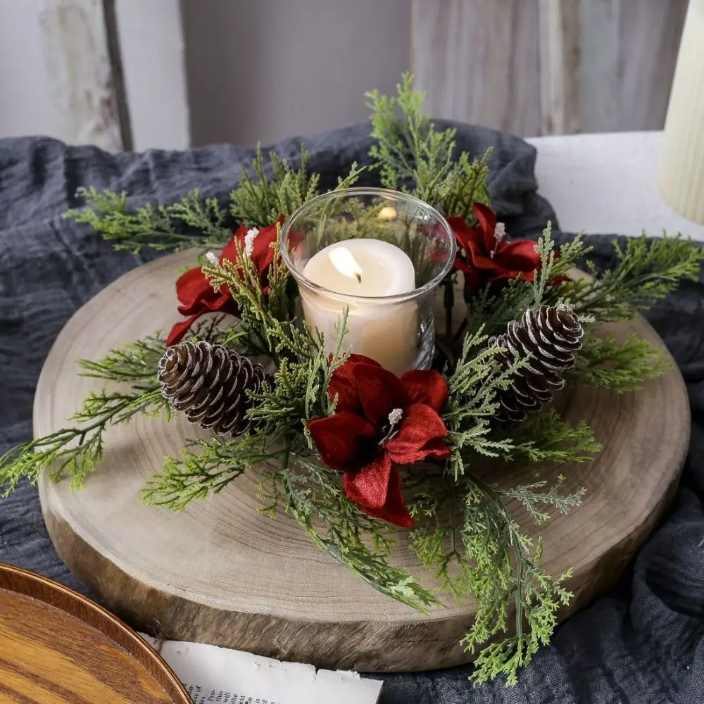 Artificial Flower Candle Wreath Romantic Pinecone Candle Rings Party Supplies 25CM Candlestick Wreath Christmas Decor
Artificial Flower Candle Wreath Romantic Pinecone Candle Rings Party Supplies 25CM Candlestick Wreath Christmas Decor