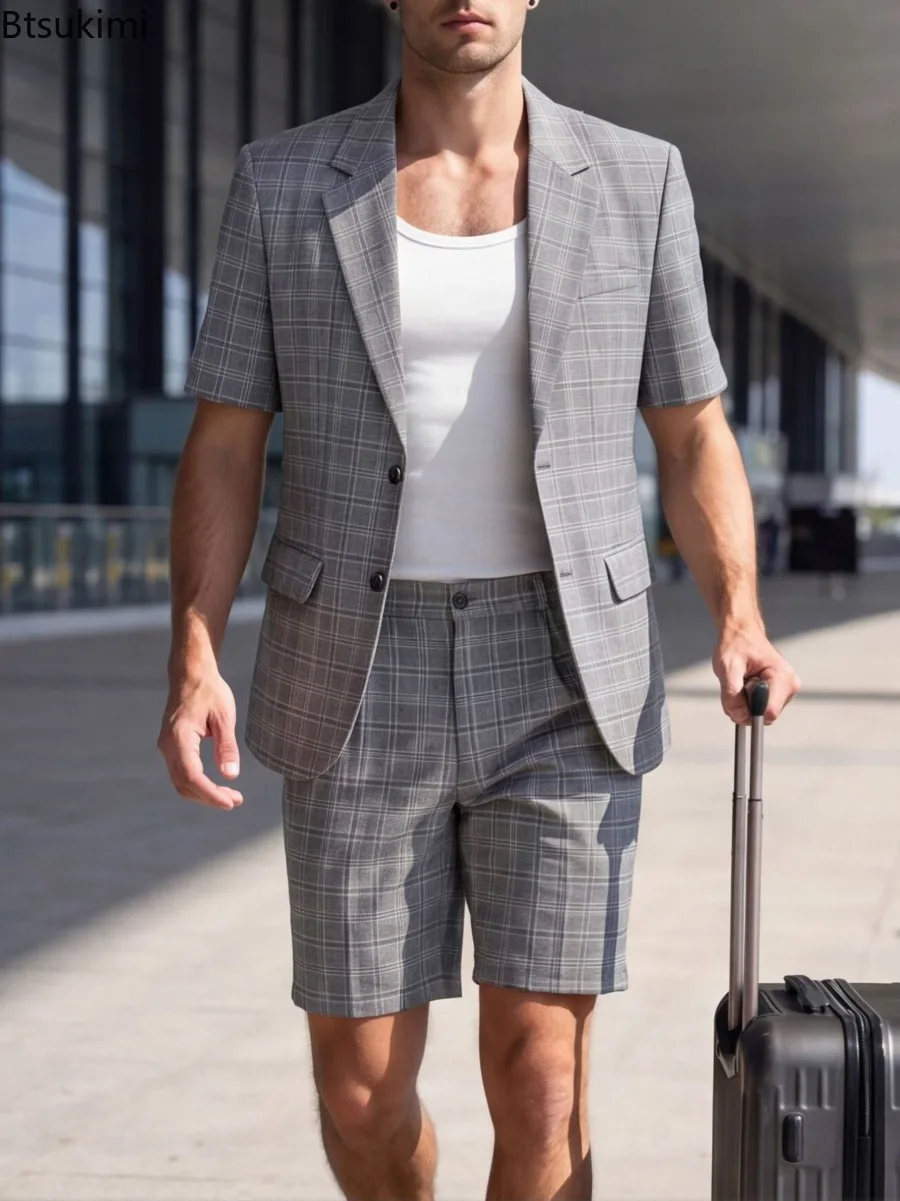 2026 New Men's Light Business Casual Suit British Style Short Sleeve Male 2-piece Set Loose Comfortable Checkered Men's Suit Set
2026 New Men's Light Business Casual Suit British Style Short Sleeve Male 2-piece Set Loose Comfortable Checkered Men's Suit Set