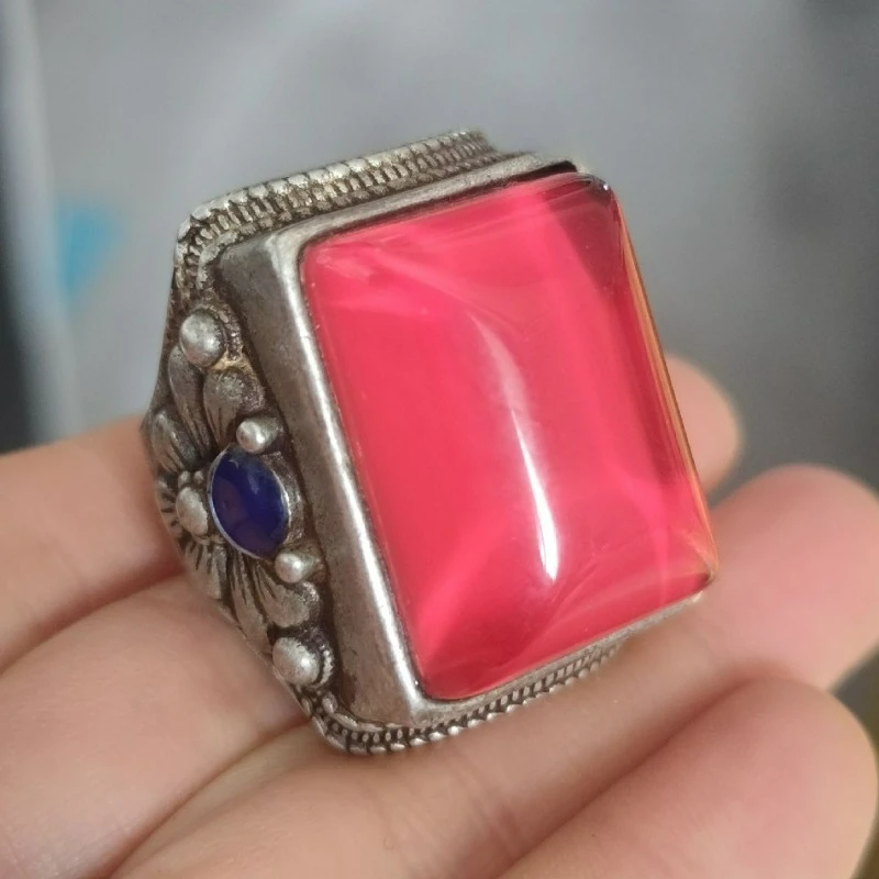 Antique Qing Dynasty Ruby Ring, Double Blessing Inlaid Open Band, Vintage Thumb Ring Jewelry
Antique Qing Dynasty Ruby Ring, Double Blessing Inlaid Open Band, Vintage Thumb Ring Jewelry