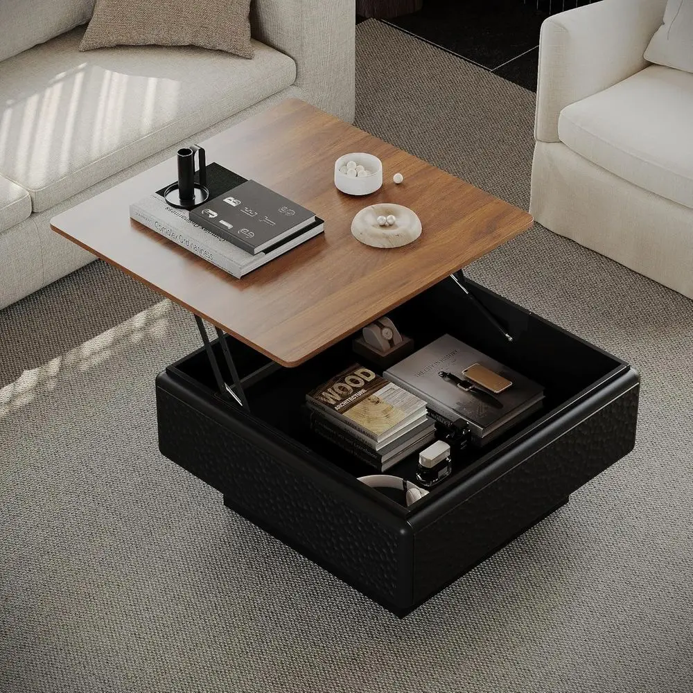 Space-Saving 31 Square Coffee Table with Hidden Storage, Hammered Texture, Rounded Edges, Black and Brown
Space-Saving 31 Square Coffee Table with Hidden Storage, Hammered Texture, Rounded Edges, Black and Brown