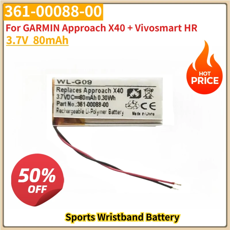 New Replacement Digital Battery 361-00088-00 3.7V For GARMIN Approach X40 + Vivosmart HR 80mAh Li-Polymer
New Replacement Digital Battery 361-00088-00 3.7V For GARMIN Approach X40 + Vivosmart HR 80mAh Li-Polymer