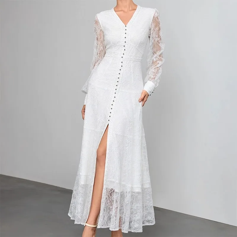 Розовое кружевное платье с вышивкой, женское осенне-весеннее винтажное элегантное платье, облегающее платье с длинными рукавами и высокой талией, шикарная женская одежда
Розовое кружевное платье с вышивкой, женское осенне-весеннее винтажное элегантное платье, облегающее платье с длинными рукавами и высокой талией, шикарная женская одежда