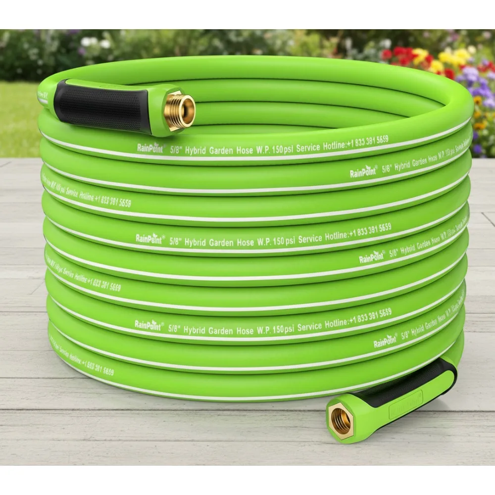 100ft Lightweight Heavy Duty Garden Hose with Swivel Handle - Flexible Hybrid Rubber, 5/8" Male to Female
100ft Lightweight Heavy Duty Garden Hose with Swivel Handle - Flexible Hybrid Rubber, 5/8" Male to Female