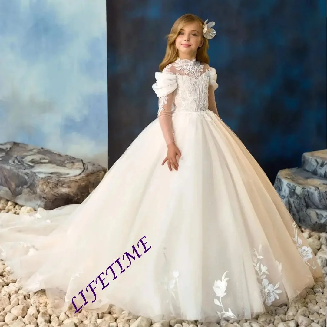 CustomizedWhite Lace Flower Girl Dresses For Wedding Customized Long Sleeve High Neck Litter Kids Baby Birthday Gown First Commu
CustomizedWhite Lace Flower Girl Dresses For Wedding Customized Long Sleeve High Neck Litter Kids Baby Birthday Gown First Commu