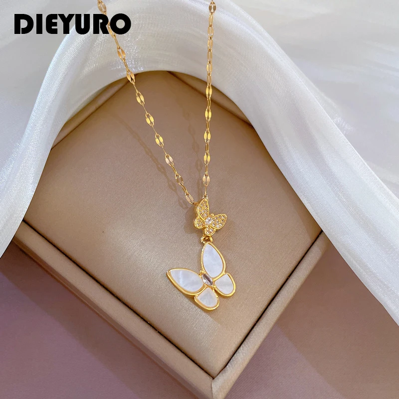 DIEYURO 316L Stainless Steel Oyster Rhinestone Butterfly Pendant Necklace For Women New Girls Clavicle Chain Party Jewelry Gifts
DIEYURO 316L Stainless Steel Oyster Rhinestone Butterfly Pendant Necklace For Women New Girls Clavicle Chain Party Jewelry Gifts