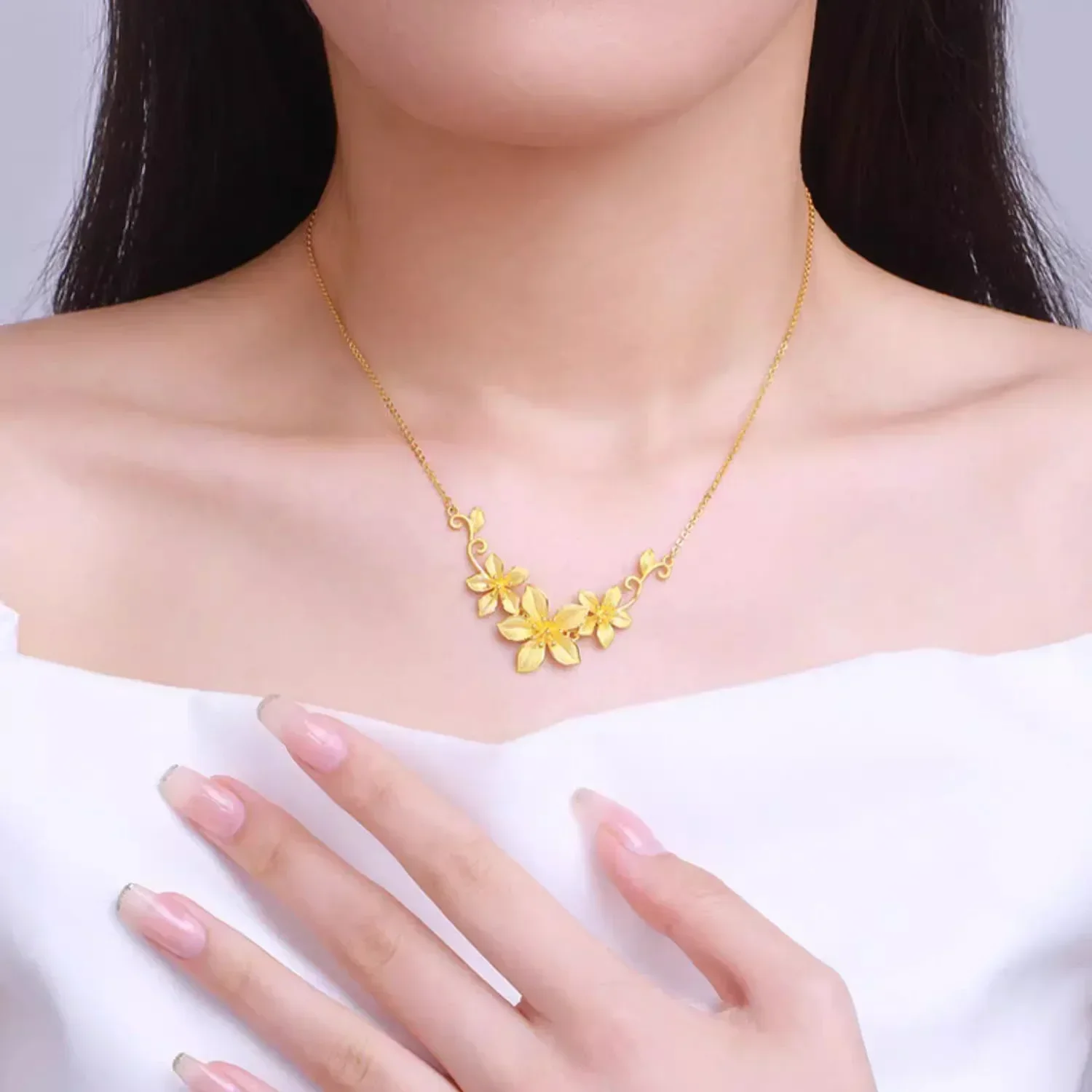 Happy Flower Wedding Necklace 9999 real gold 24K Women's Life-to-Life Wedding Gift
Happy Flower Wedding Necklace 9999 real gold 24K Women's Life-to-Life Wedding Gift