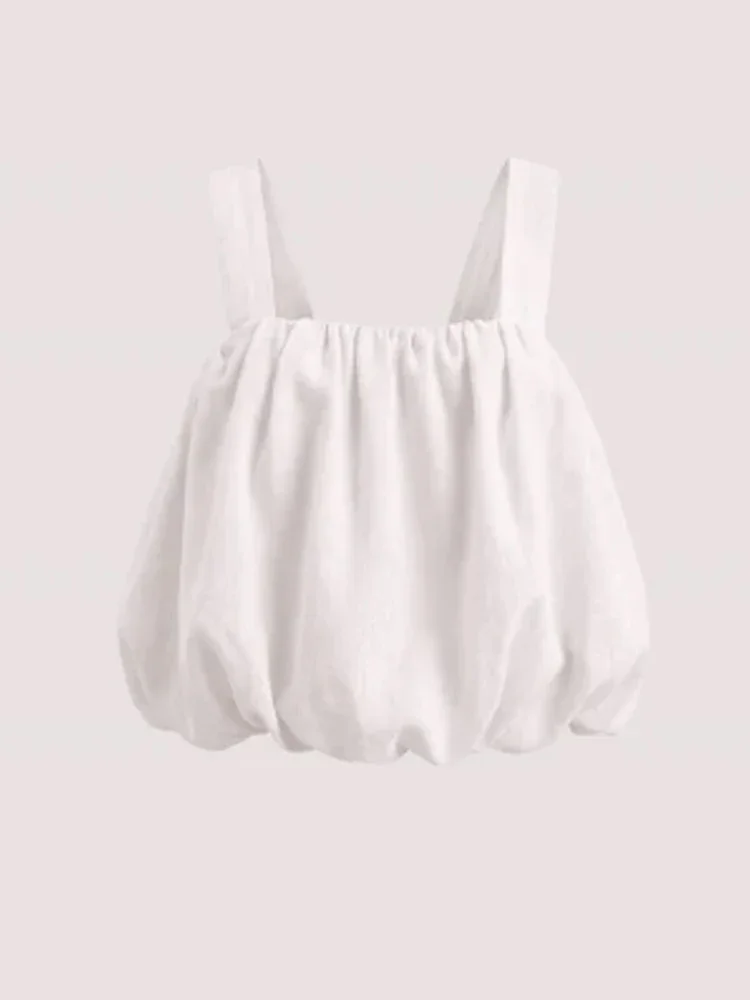 Women's White Bubble Hem Camisole Top Chic Sleeveless Square Neck Bubble Hem Blouse Fashion Lady Summer Vacation Beach Tops 2026
Women's White Bubble Hem Camisole Top Chic Sleeveless Square Neck Bubble Hem Blouse Fashion Lady Summer Vacation Beach Tops 2026
