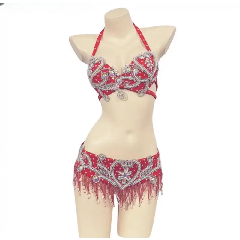 Silver Black Red Belly Dance Costume Beads Bra Top with Waist Belt for Samba Carnival Festival Outfit Stage Performance Wear New
Silver Black Red Belly Dance Costume Beads Bra Top with Waist Belt for Samba Carnival Festival Outfit Stage Performance Wear New