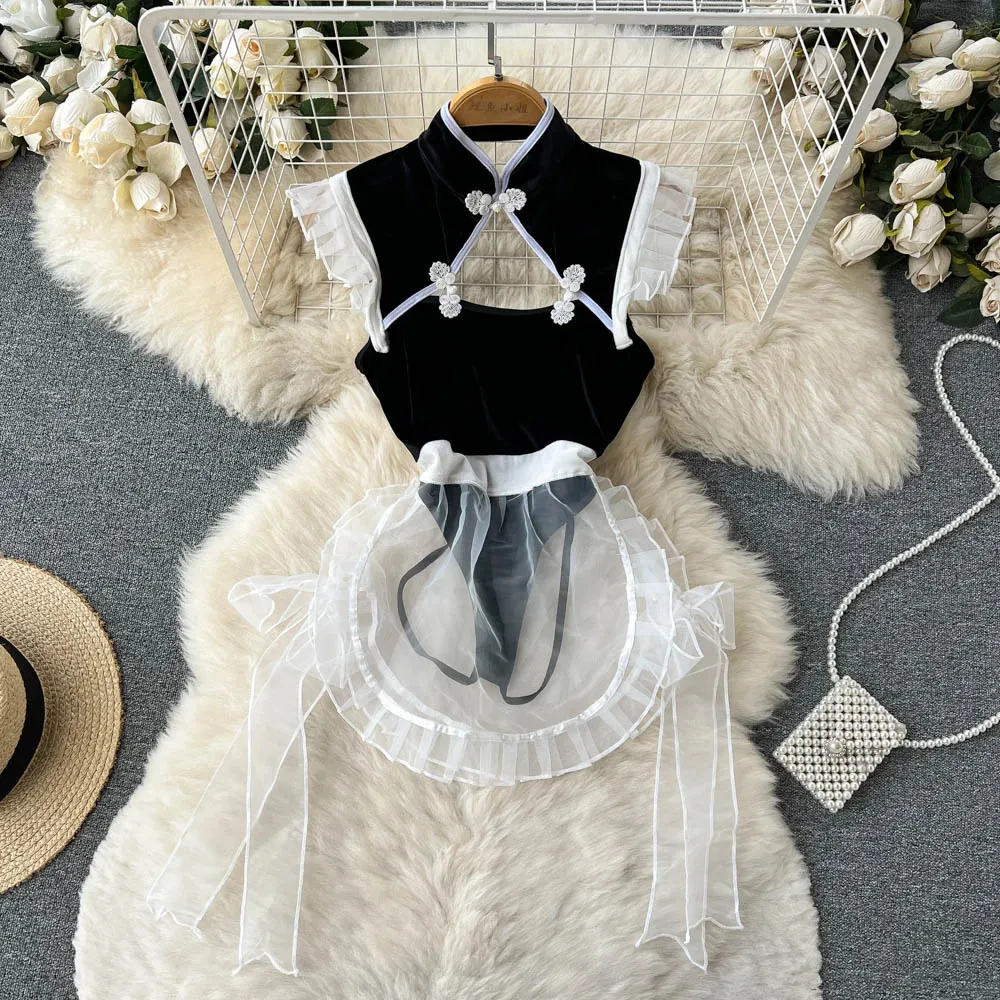 Women Lingerie Open Crotch Ruffles Sensual Hollow Out Erotic Lace Bodysuits Sleeveless Slim Maid Jumpsuit 2 Pieces Set Cosplay
Women Lingerie Open Crotch Ruffles Sensual Hollow Out Erotic Lace Bodysuits Sleeveless Slim Maid Jumpsuit 2 Pieces Set Cosplay