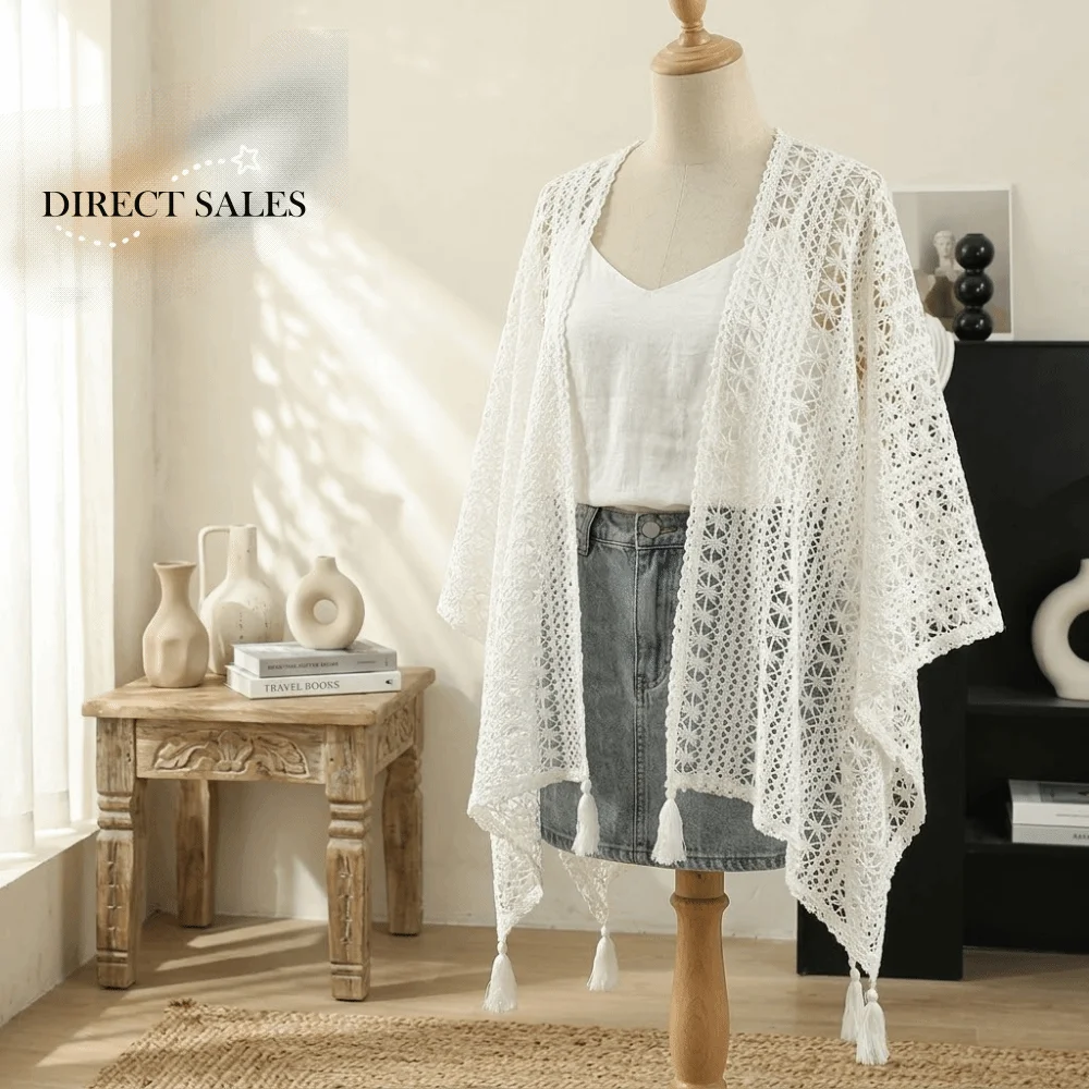 Versatile Tassel Hollowed-out Knitwear Bohemian Ethnic Style Vacation Style Shawl Beach Wear Sunscreen Women Cape Holiday
Versatile Tassel Hollowed-out Knitwear Bohemian Ethnic Style Vacation Style Shawl Beach Wear Sunscreen Women Cape Holiday