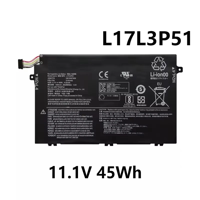 L17L3P51 11.1V 45Wh Laptop Battery for Lenovo ThinkPad E480 E490 E495 E590 E580 E595 01AV445
L17L3P51 11.1V 45Wh Laptop Battery for Lenovo ThinkPad E480 E490 E495 E590 E580 E595 01AV445