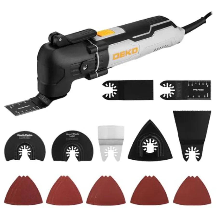 Oscillating Tool 2.5 Amp 22000RPM 3° Oscillating Multitool Kit with 22-Piece Accessories 6-Speed Control Quick-Lock Blade Chang
Oscillating Tool 2.5 Amp 22000RPM 3° Oscillating Multitool Kit with 22-Piece Accessories 6-Speed Control Quick-Lock Blade Chang