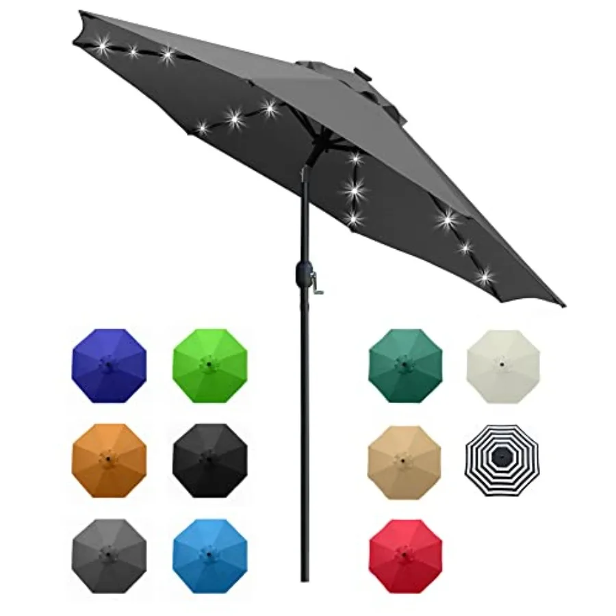 9' Solar LED Lighted Umbrella with 8 Ribs Adjustment and Crank Lift System for Patio
9' Solar LED Lighted Umbrella with 8 Ribs Adjustment and Crank Lift System for Patio
