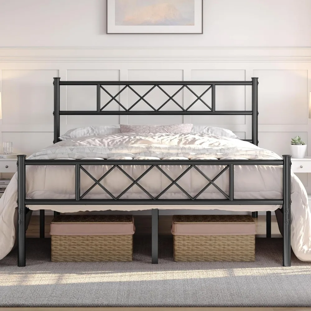 Queen Size Metal Platform Bed Frame with Simple Headboard and Footboard, Mattress Foundation for Under Bed Storage, St
Queen Size Metal Platform Bed Frame with Simple Headboard and Footboard, Mattress Foundation for Under Bed Storage, St