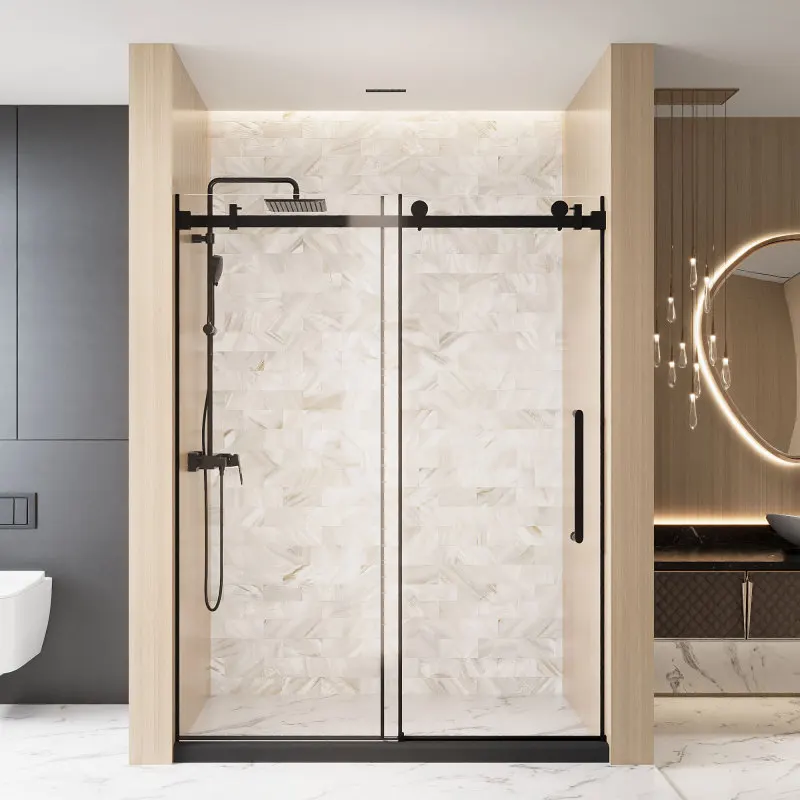 Frameless Single sliding shower door 56-60 "W x 76" H, 1/4 "(6 mm) Clear Tempered Glass, Explosion Proof Film, Stainless Ste
Frameless Single sliding shower door 56-60 "W x 76" H, 1/4 "(6 mm) Clear Tempered Glass, Explosion Proof Film, Stainless Ste