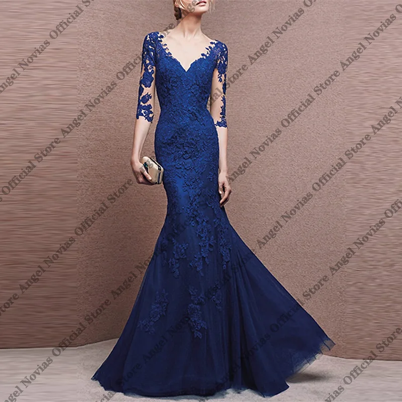 V Neckline Dark Blue Mermaid Mother of the Bride Dresses 2026 Wedding Party Dresses vestido madrina alta costura
V Neckline Dark Blue Mermaid Mother of the Bride Dresses 2026 Wedding Party Dresses vestido madrina alta costura