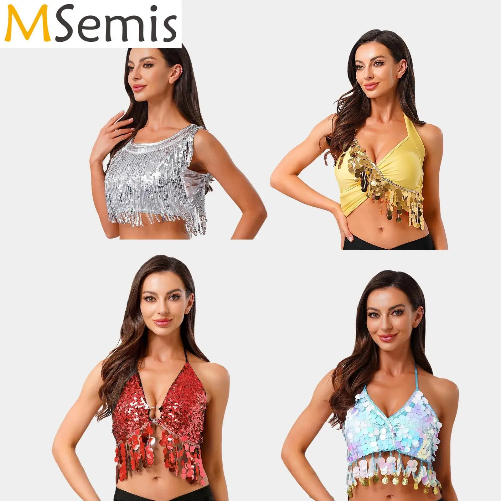 Womens Belly Disco Club Dance Crop Tops Sequin Tassel Tank Top Vest Dancing Tops Stage Music Festival Raves Bellywood Costume
Womens Belly Disco Club Dance Crop Tops Sequin Tassel Tank Top Vest Dancing Tops Stage Music Festival Raves Bellywood Costume